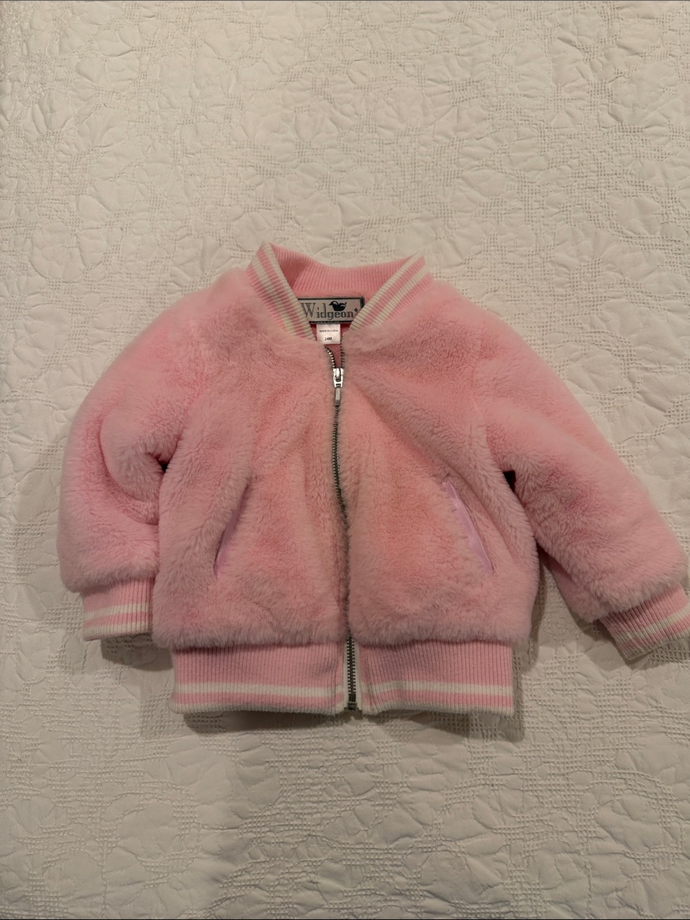 Widgeon Pink Plush Bomber Jacket for Kids